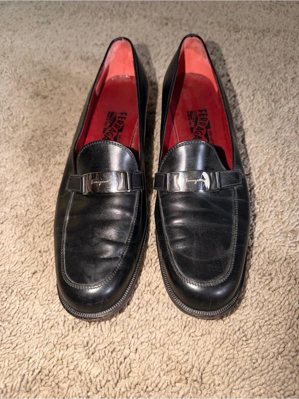 Salvatore Ferragamo Red Leather Interior Shoe